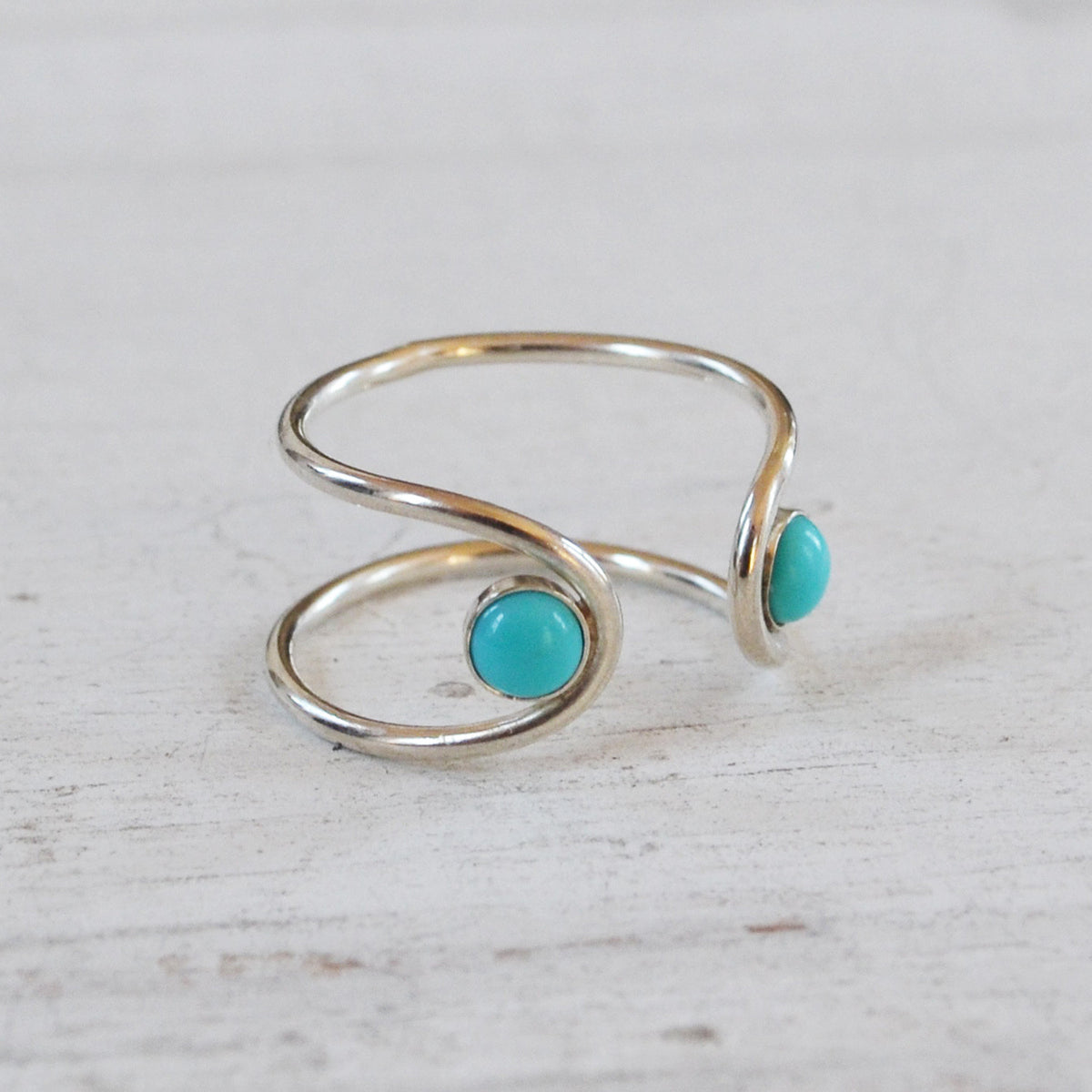 Double Orbit Turquoise Ring, Gold or Silver