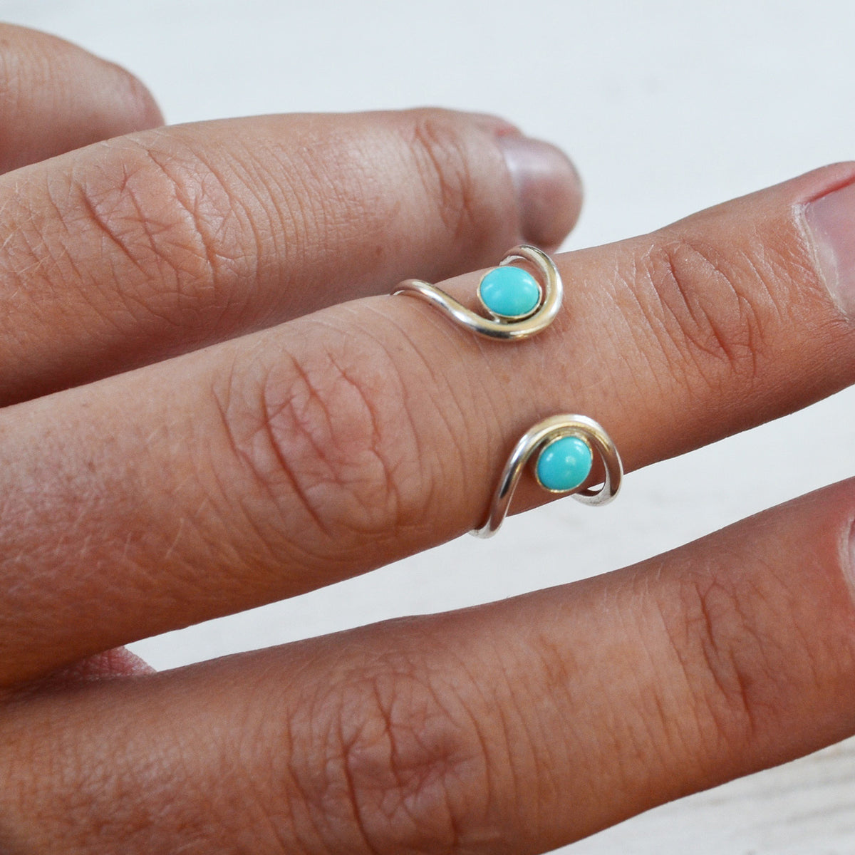Double Orbit Turquoise Ring, Gold or Silver
