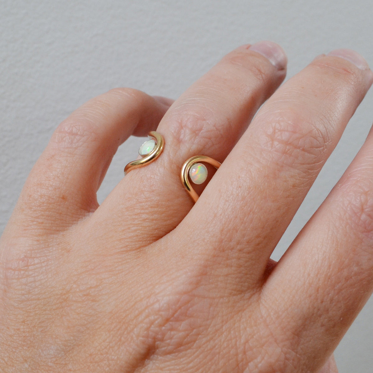 Double Orbit Opal Ring, Gold or Silver