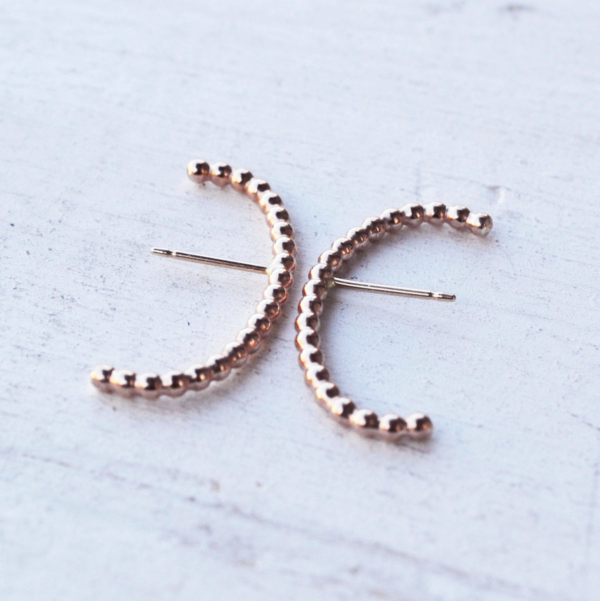 Beaded Ear Suspension Hoop, Gold, Rose Gold, or Silver