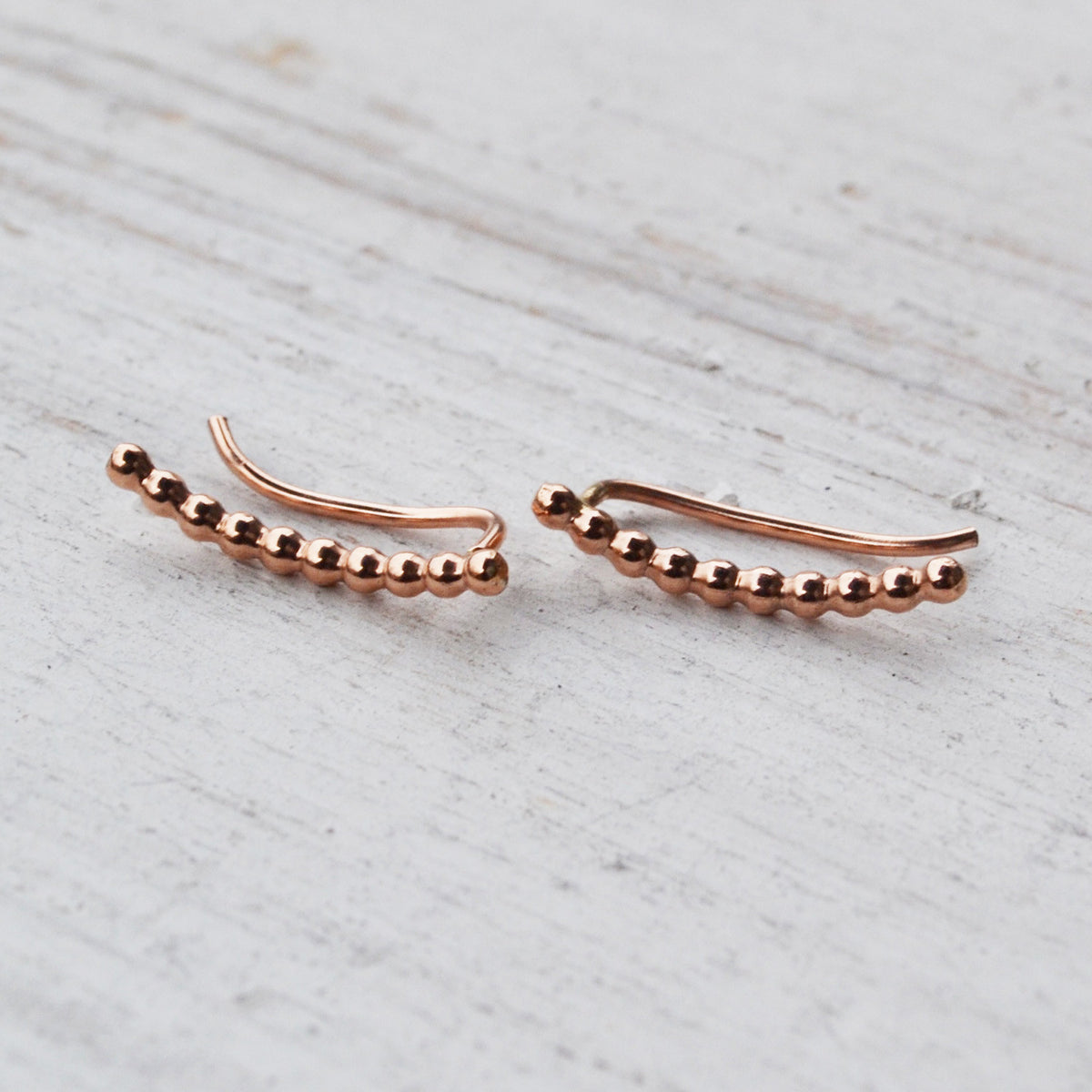 Mini Beaded Ear Climbers, Gold, Rose Gold, or Silver