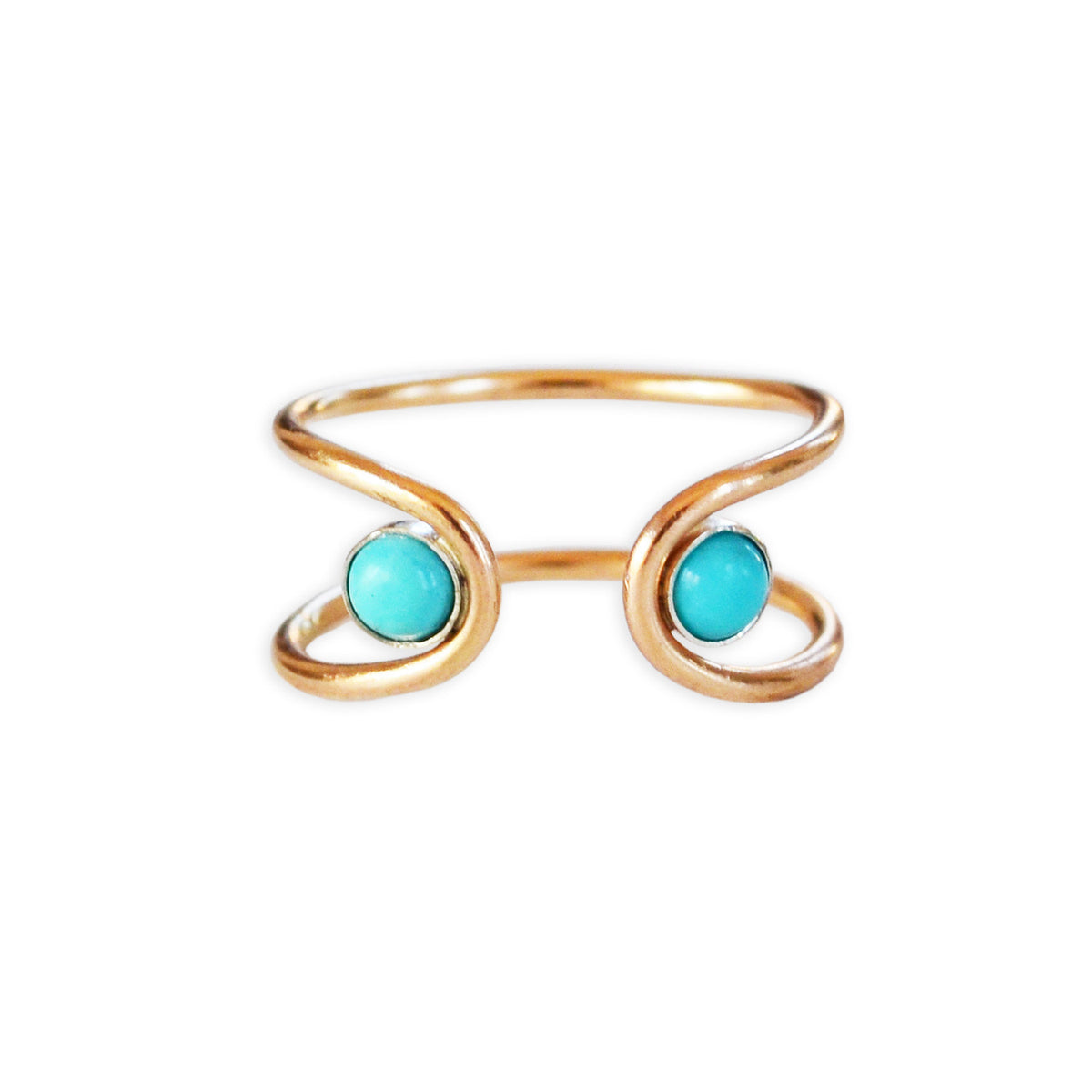 Double Orbit Turquoise Ring, Gold or Silver