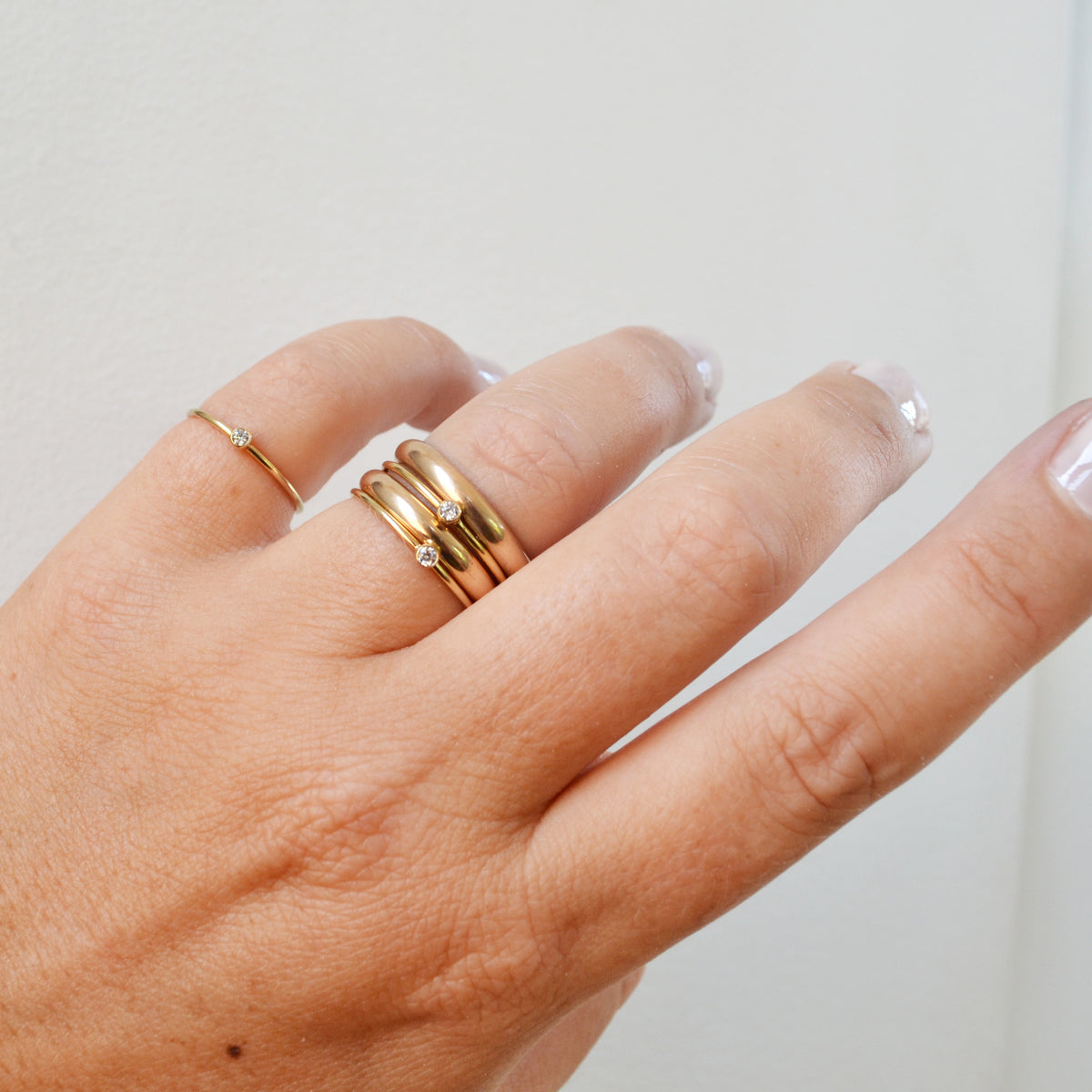 Tiny Stone Ring, Gold or Rose Gold
