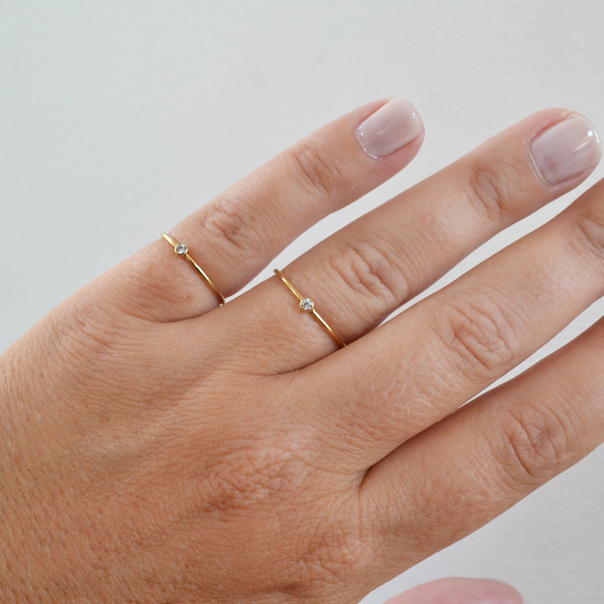 Tiny Stone Ring, Gold or Rose Gold