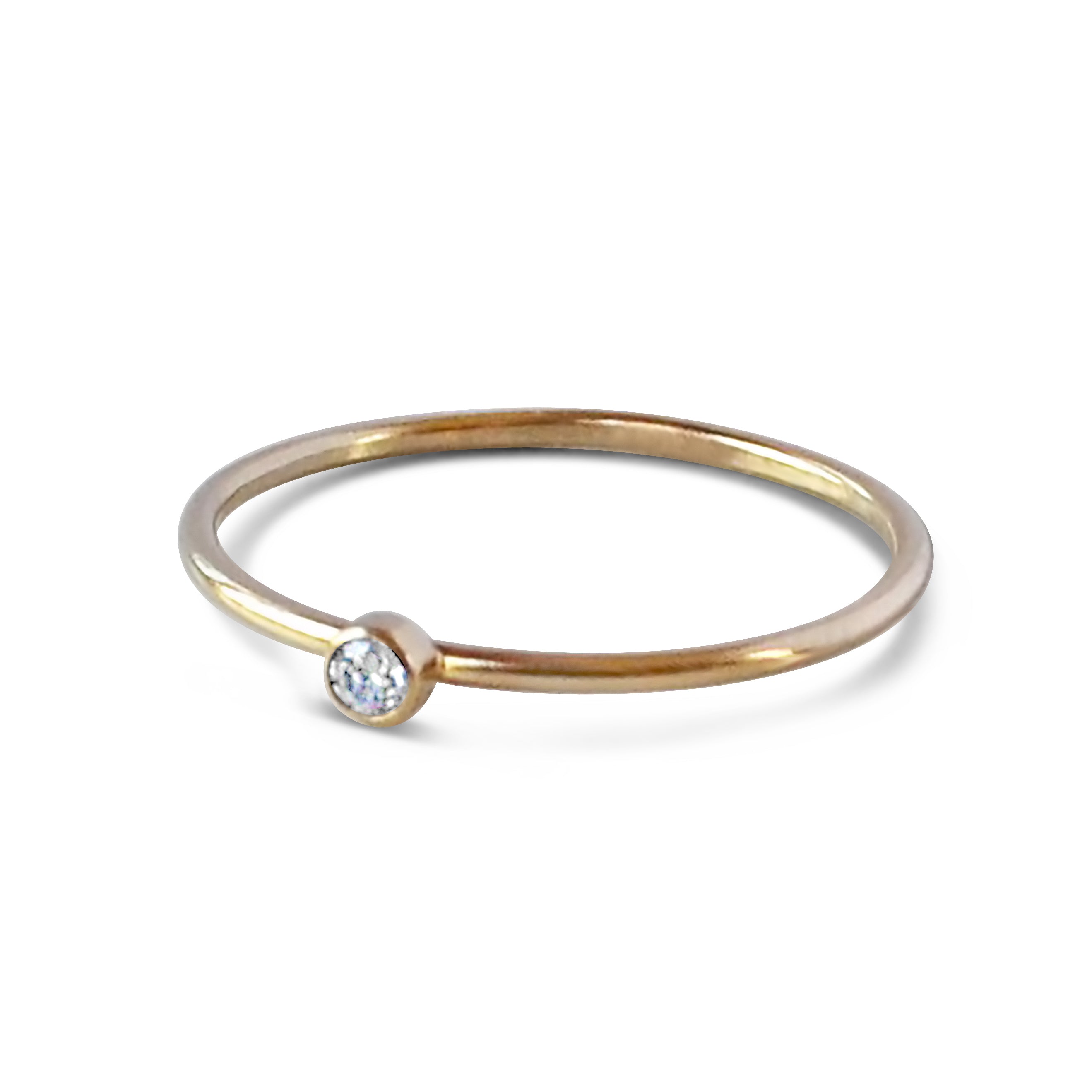 Tiny Stone Ring, Gold or Rose Gold | Glamrocks Jewelry