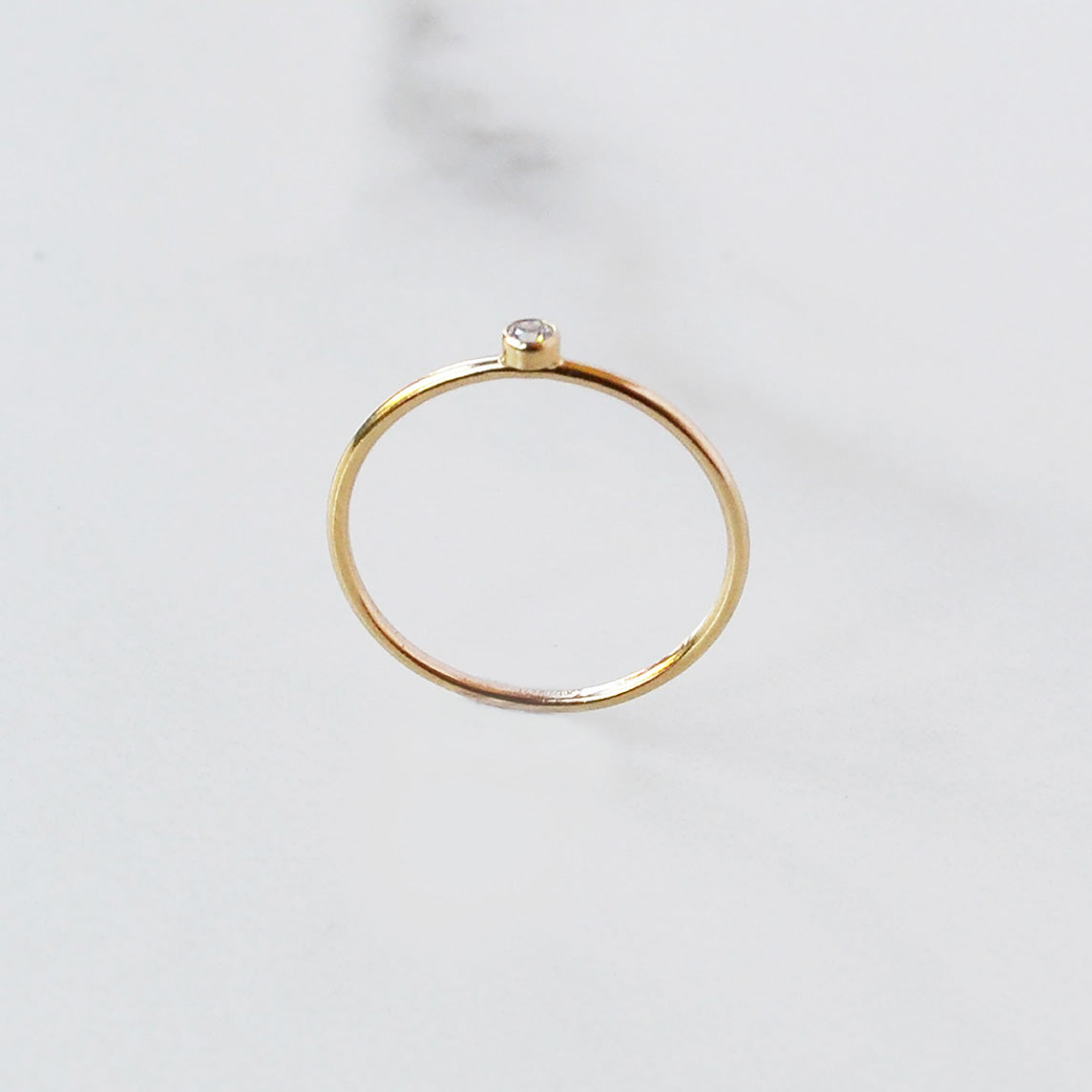 Tiny Stone Ring, Gold or Rose Gold