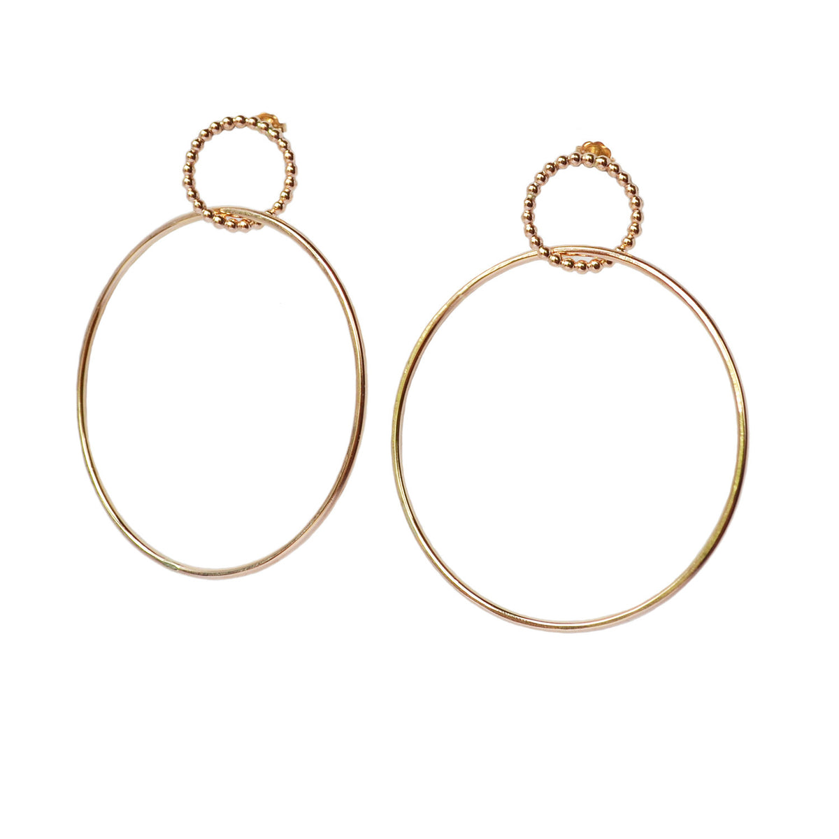 Beaded Double Hoop Earrings, Gold or Silver