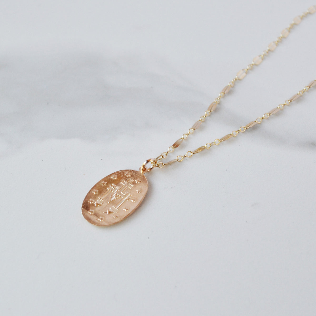 Large Virgin Mary Necklace, Gold or Silver
