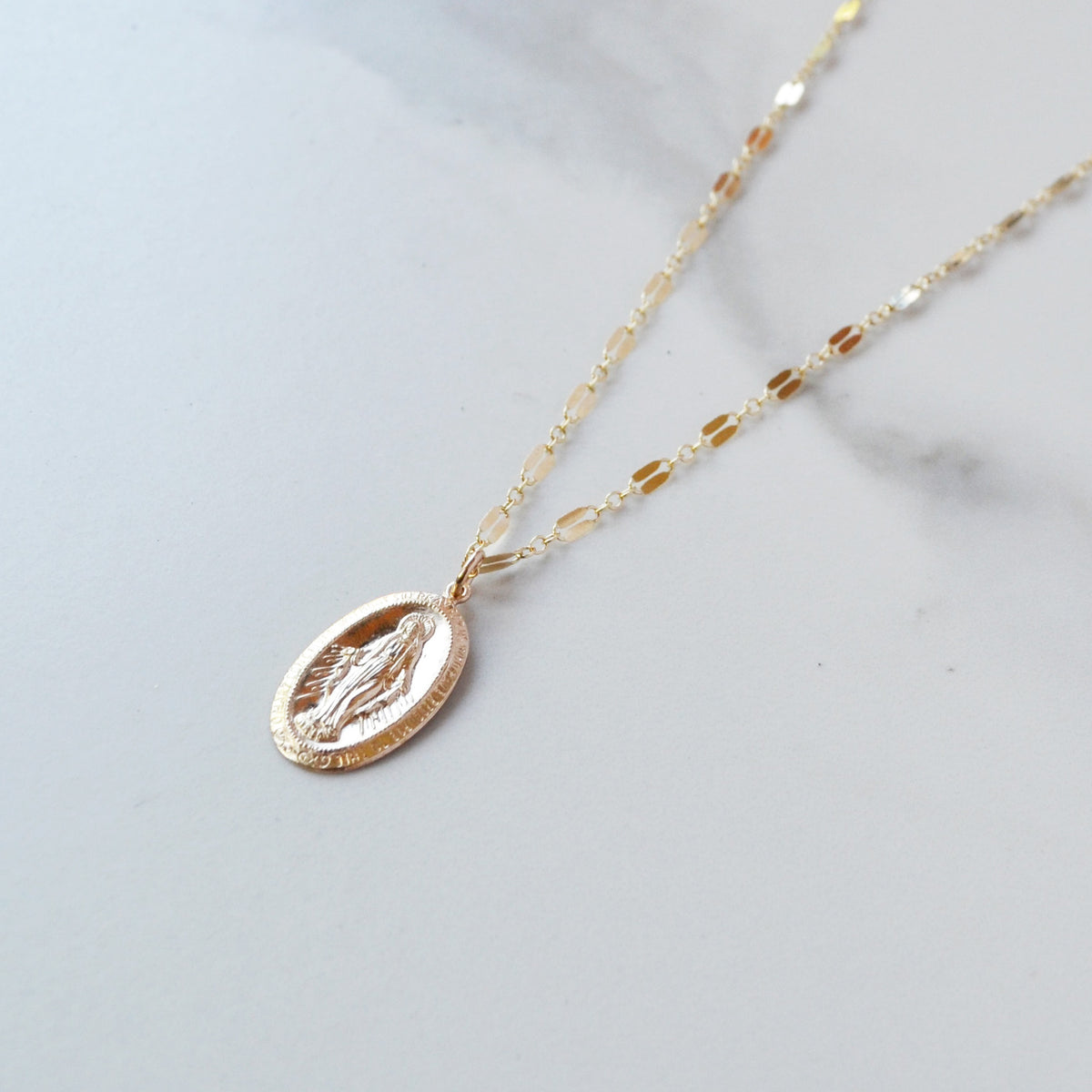 Large Virgin Mary Necklace, Gold or Silver