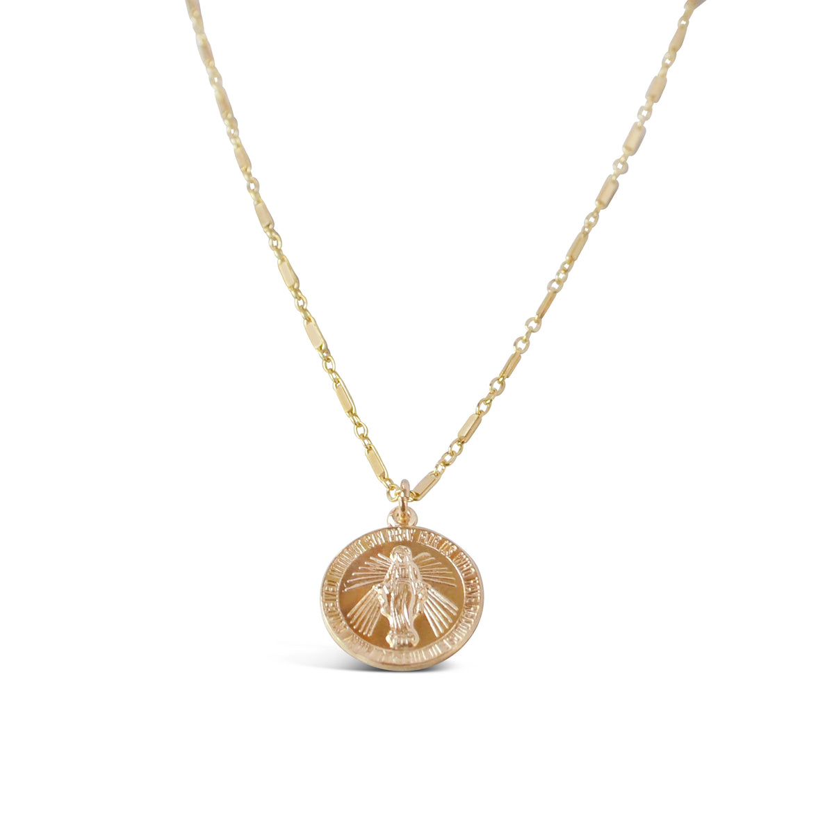 Mother Mary Coin Necklace, Gold or Silver
