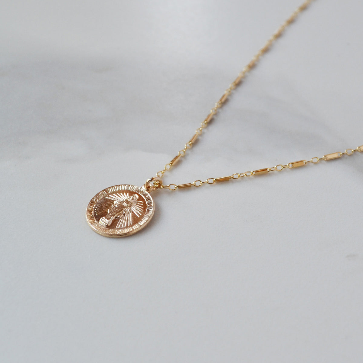 Mother Mary Coin Necklace, Gold or Silver