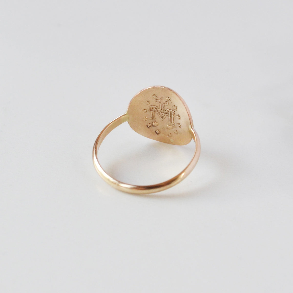 Mother Mary Coin Ring Gold Back