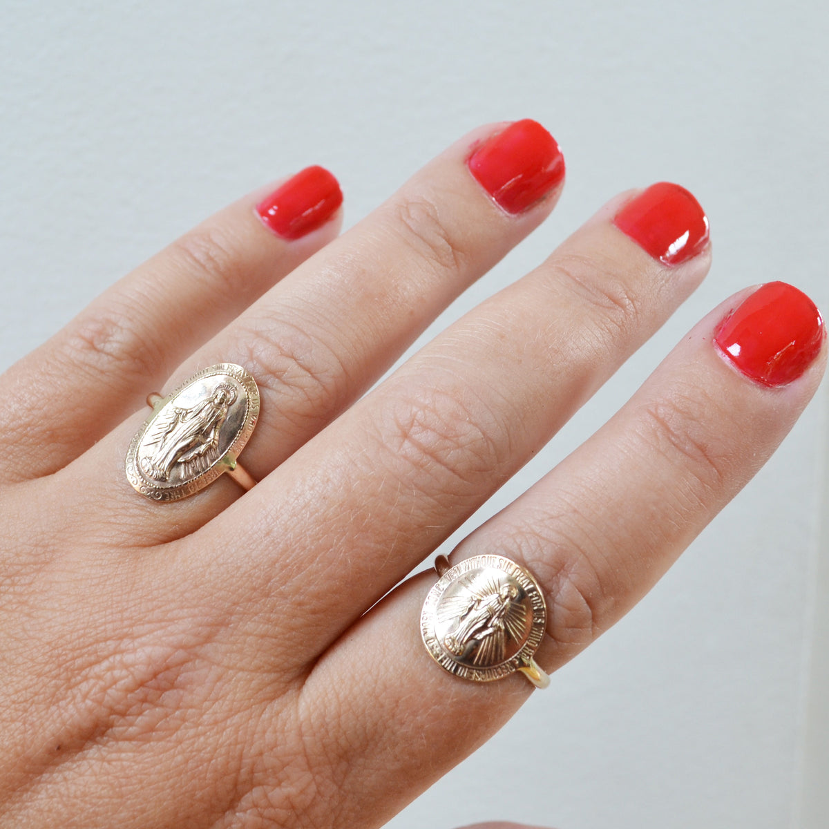 Mother Mary Coin Ring Silver