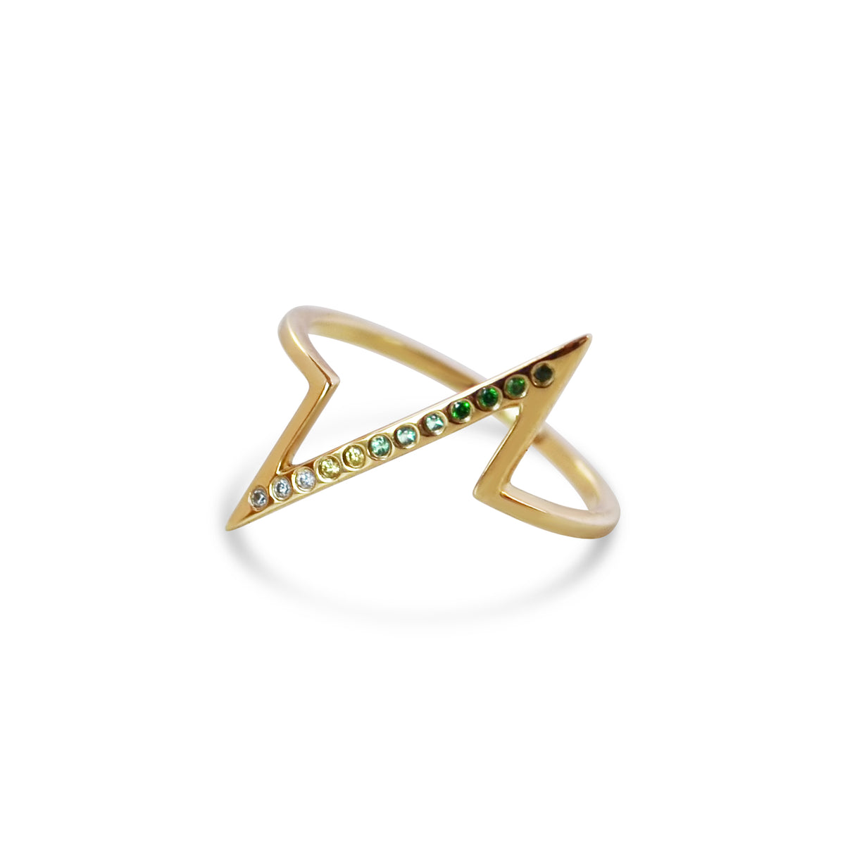 Gemstone Breakline Ring, Gold or Silver