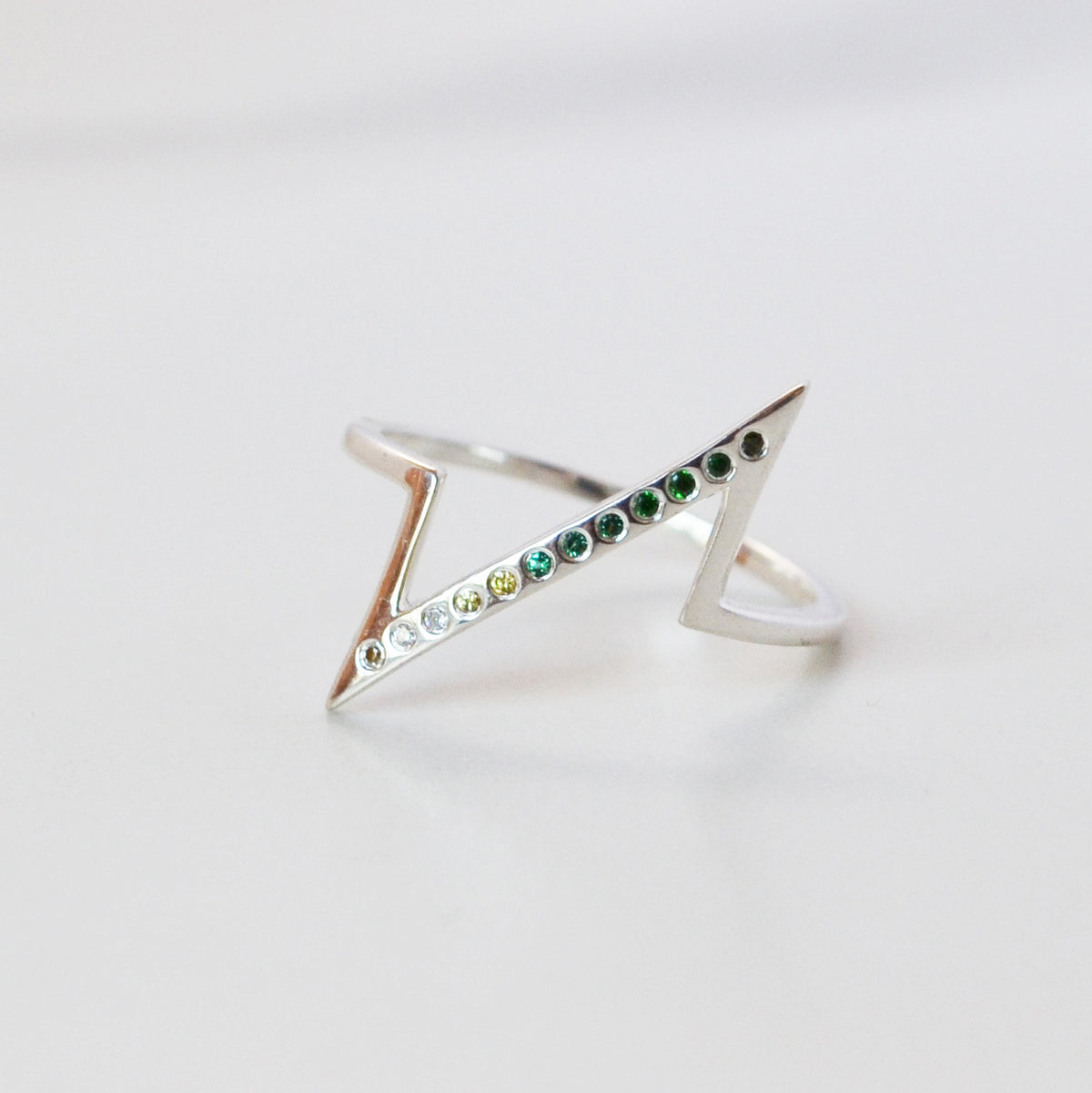 Gemstone Breakline Ring, Gold or Silver