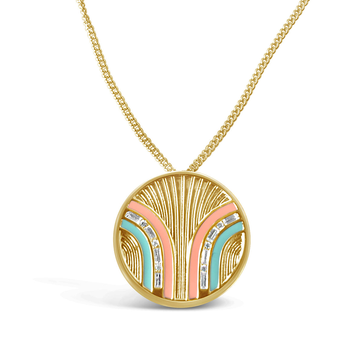 South Beach Coin Necklace - Coral/Mint