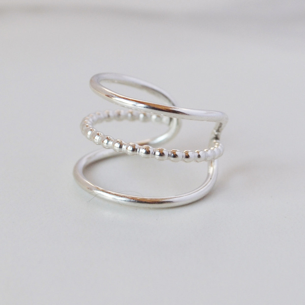 Bead Between the Lines Ring, Gold or Silver