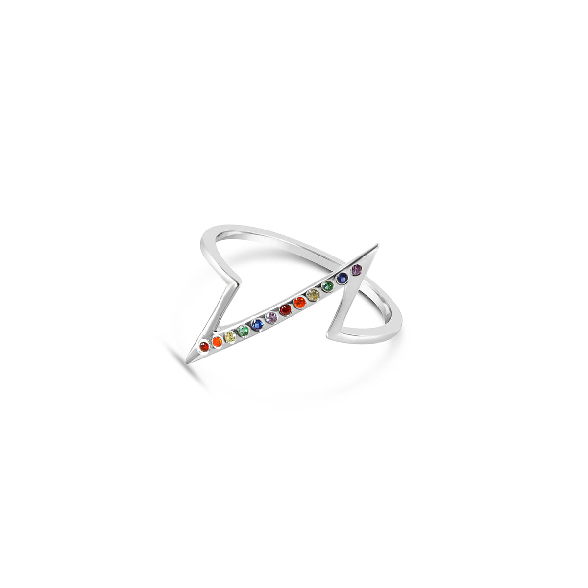 Rainbow Breakline Ring, Gold or Silver