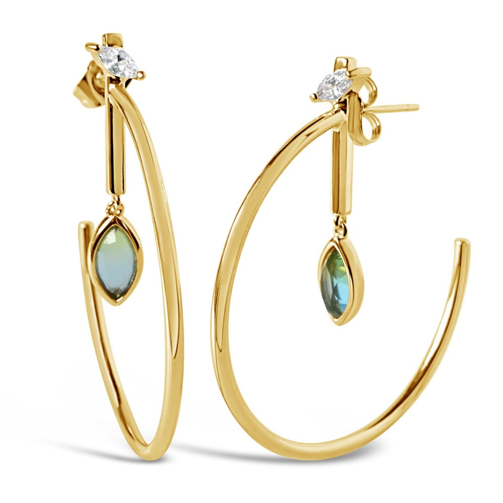 Marquise Dangle Hoops - Ocean Quartz