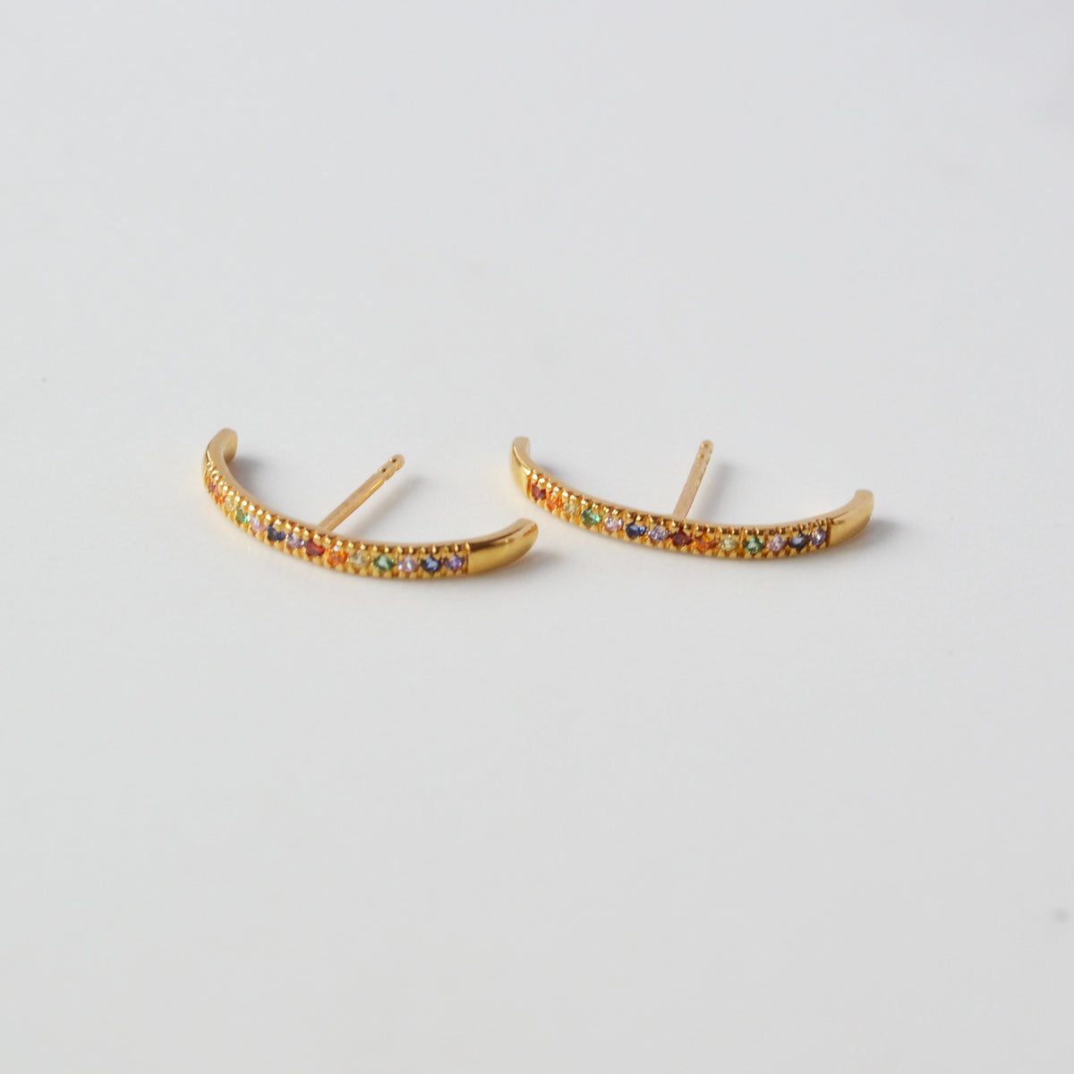 Rainbow Pavé Suspension Hoop, Gold or Silver