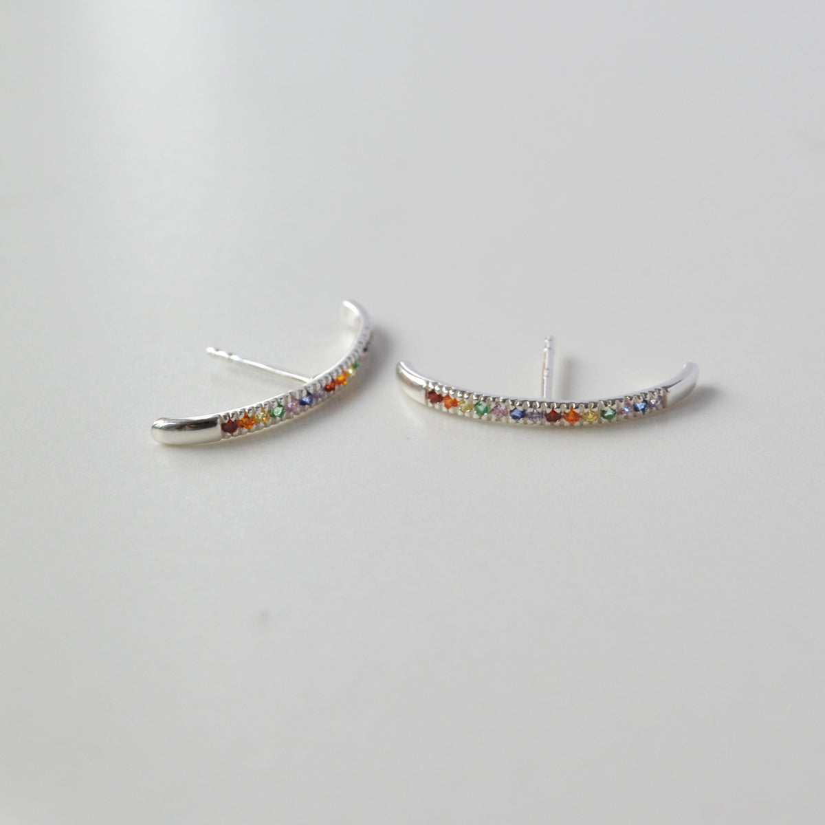 Rainbow Pavé Suspension Hoop, Gold or Silver