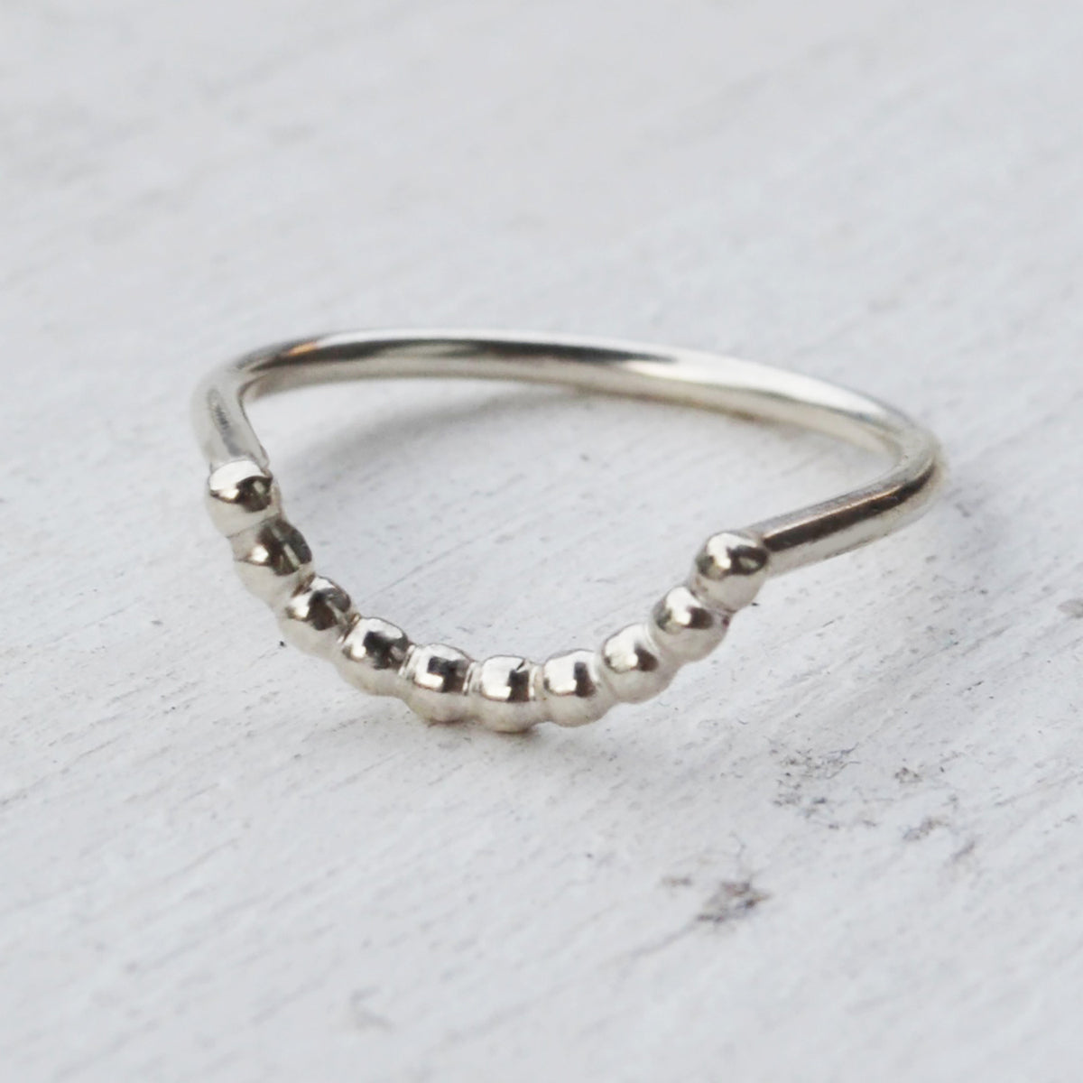 Beaded Curve Rings, Gold or Silver