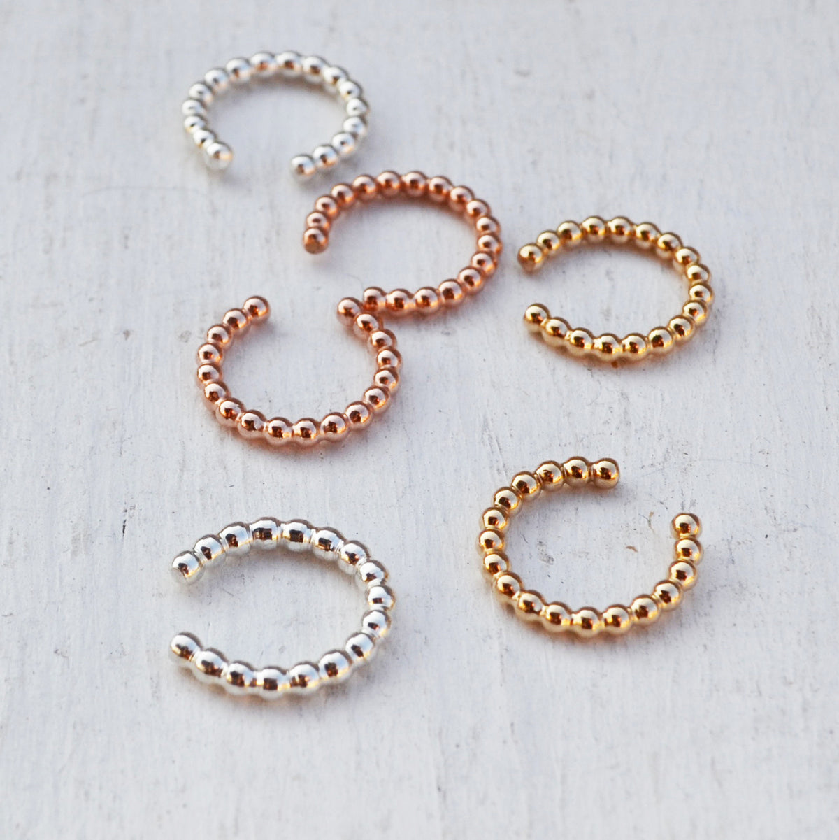 Beaded Ear Cuff, Gold, Rose Gold, or Silver