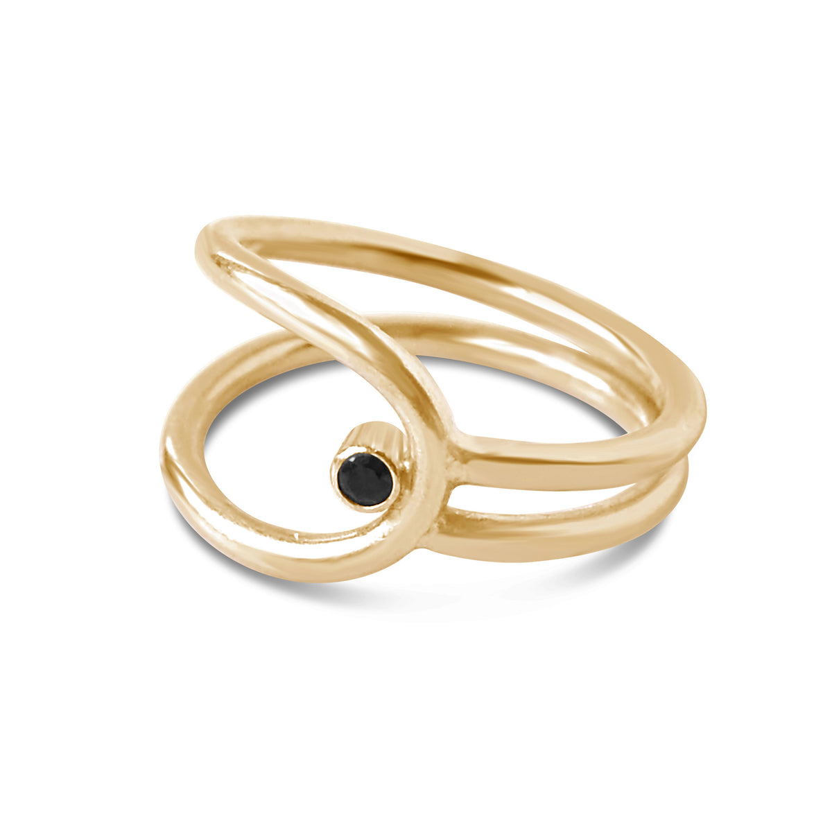 Lasso Ring in Black Spinel, Gold or Silver