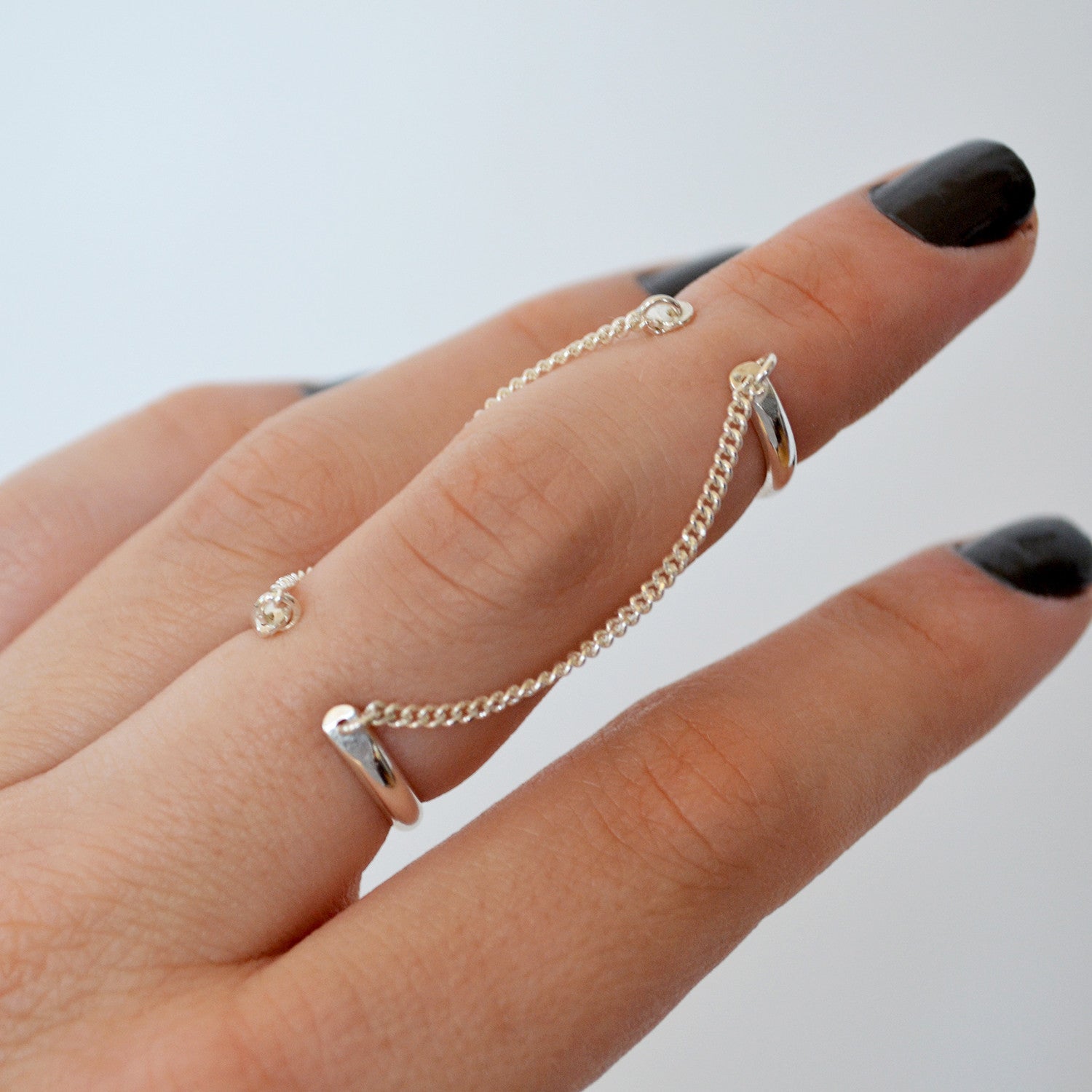 Double Chain Cuff Ring, Gold or Silver - Glamrocks