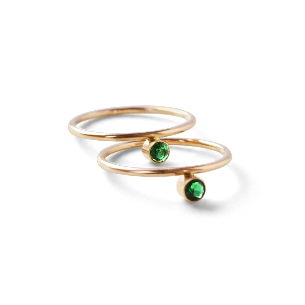 Offset Gemstone Ring, Emerald, CZ, Black
