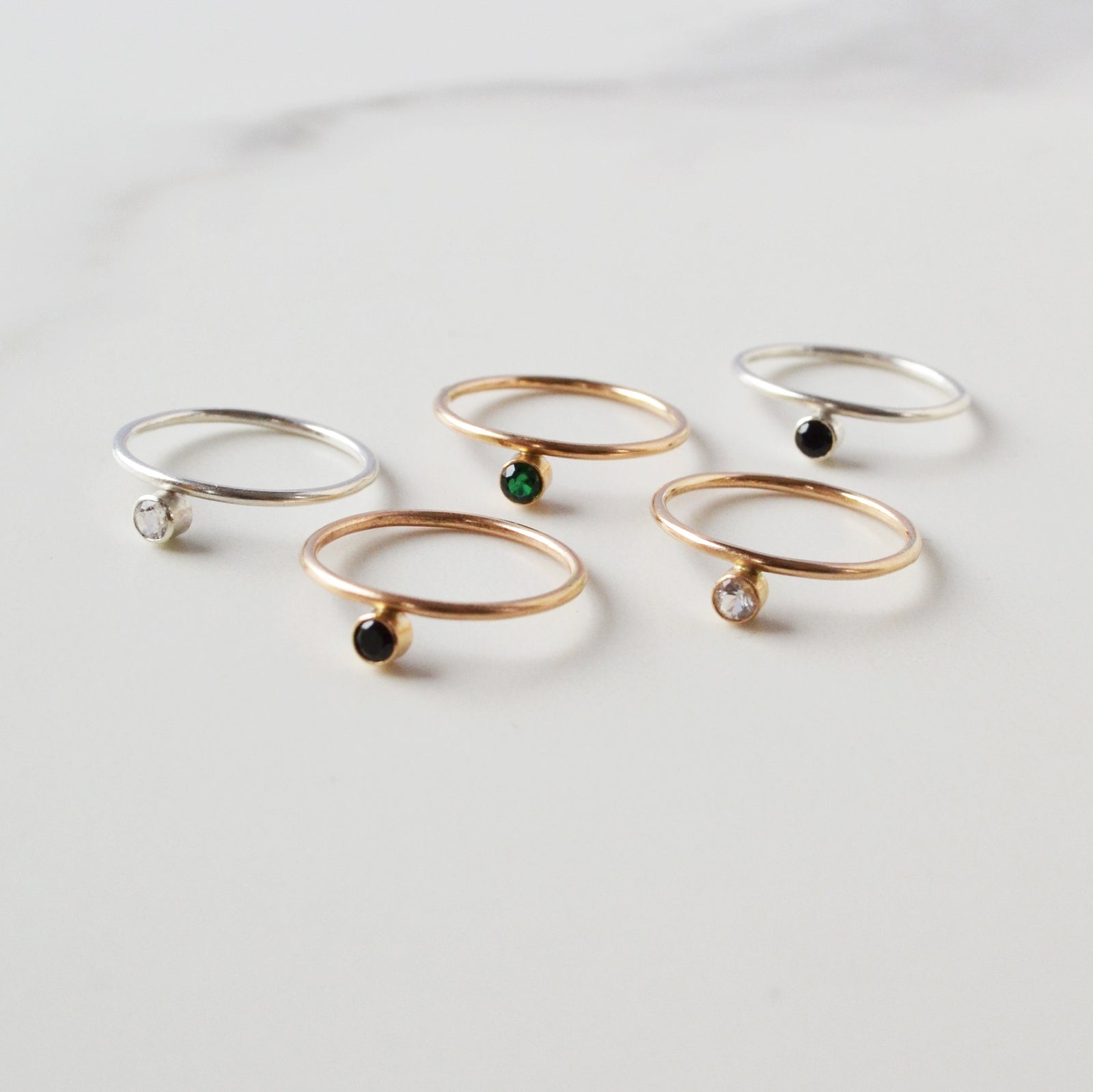Offset Gemstone Stacking Ring