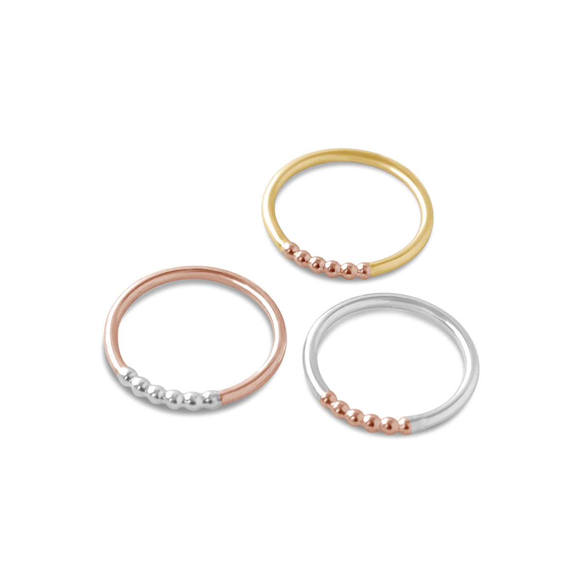 Beaded Accent Ring, Gold, Rose Gold, or Sterling Silver