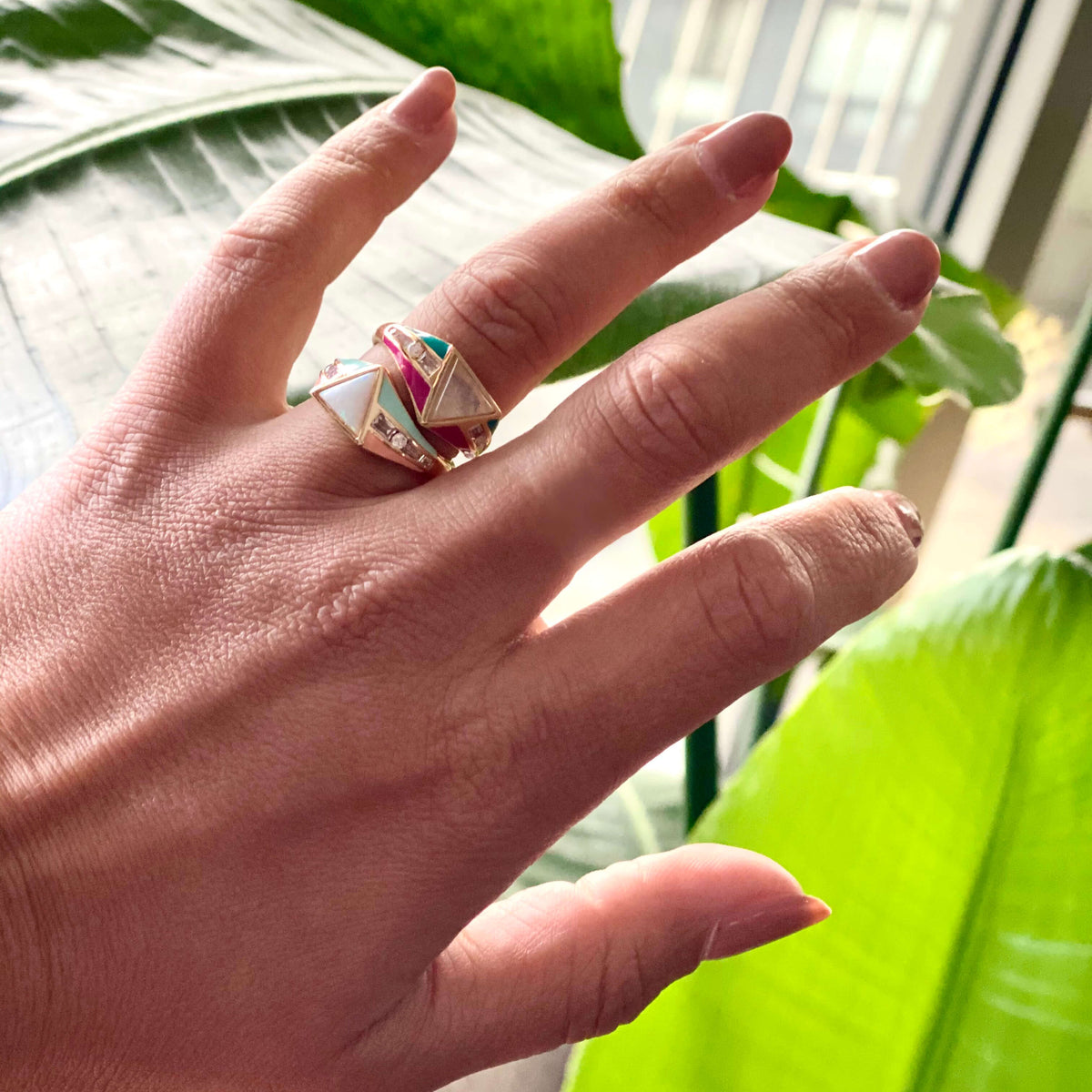 Bright Side Ring - Teal/Fuchsia