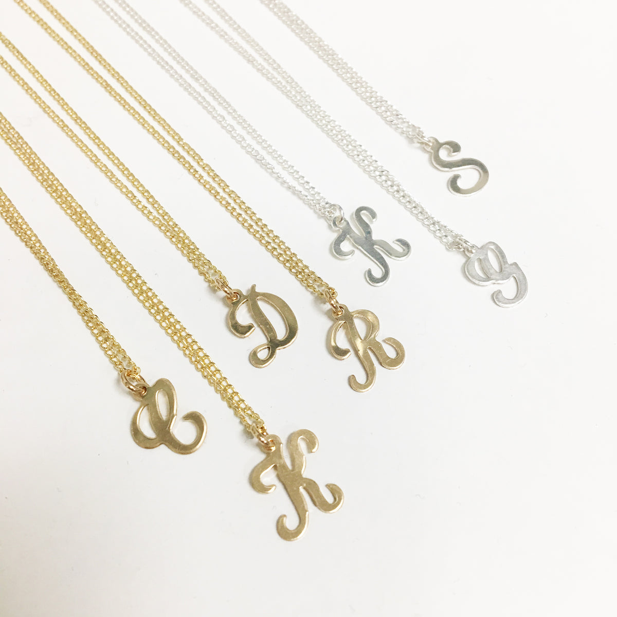 70&#39;s Initial Necklace, Gold or Silver