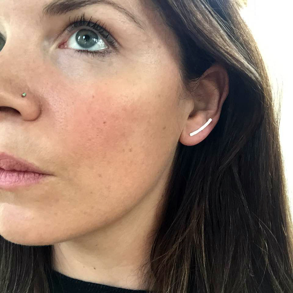 The Mini Minimalist Ear Climber, Gold, Rose Gold, and Sterling