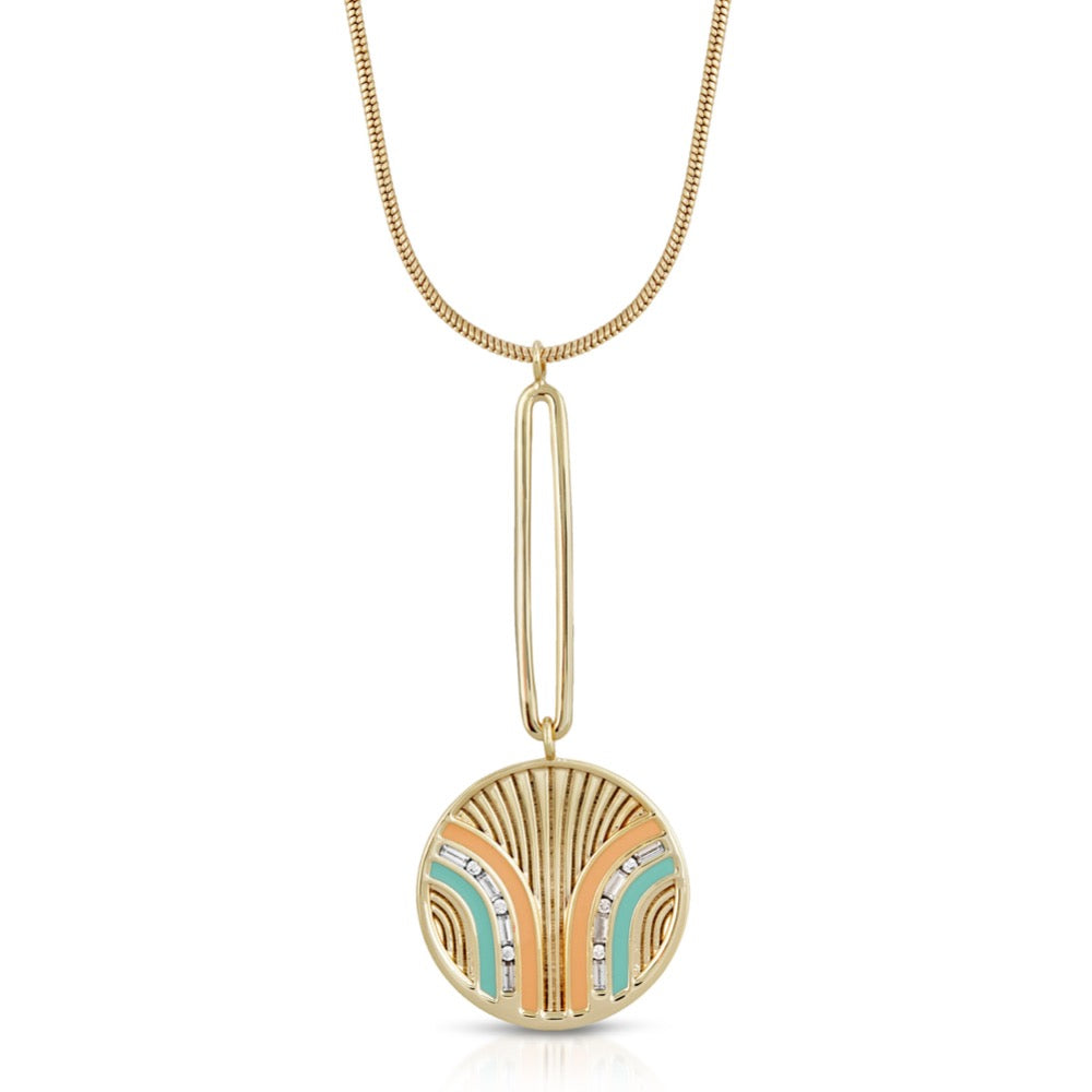 South Beach Pendulum Necklace - Coral/Mint
