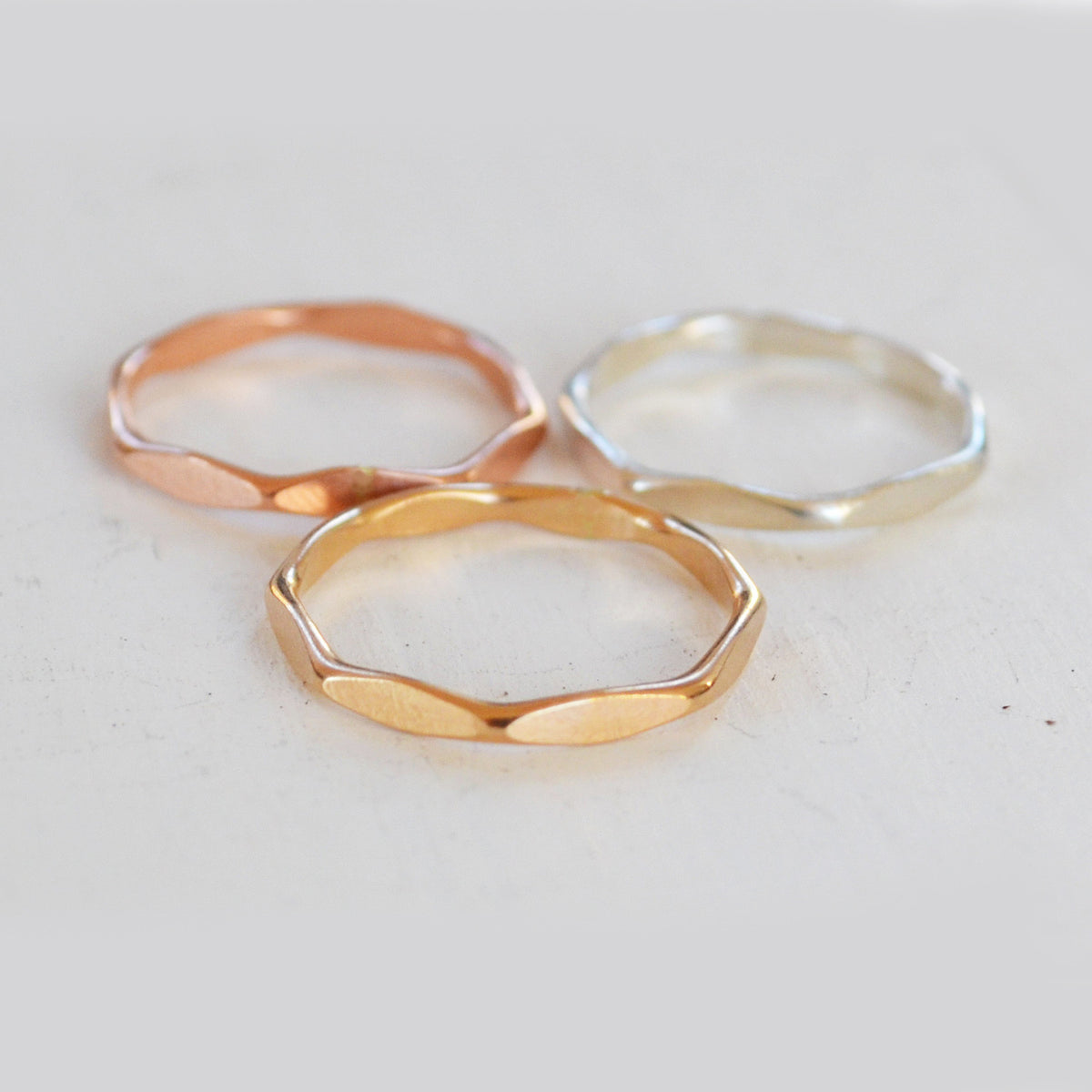 Faceted Ring, Gold, Rose Gold, or Silver