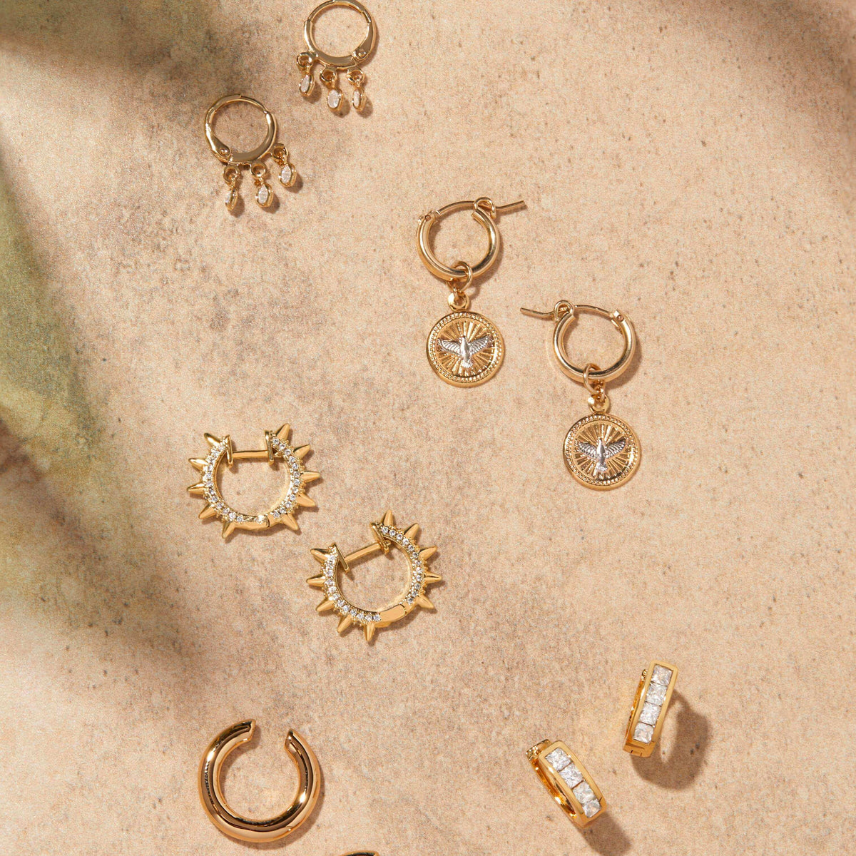 Sunbeam Spike Huggie Hoops