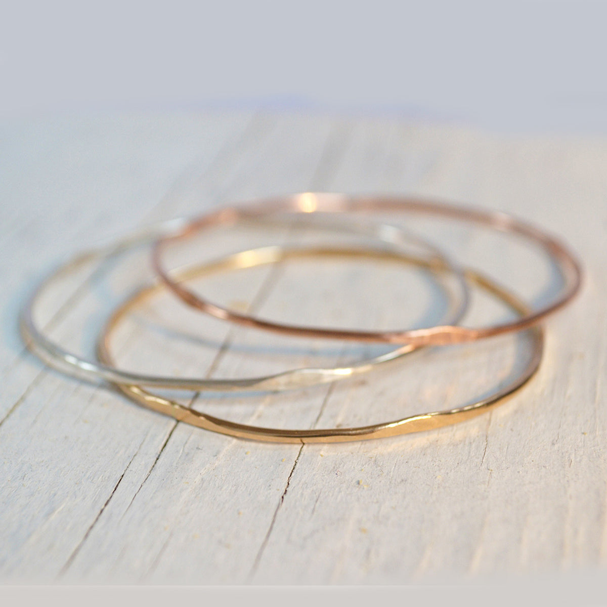 Wave Bangle Bracelet, Gold, Rose Gold, or Silver
